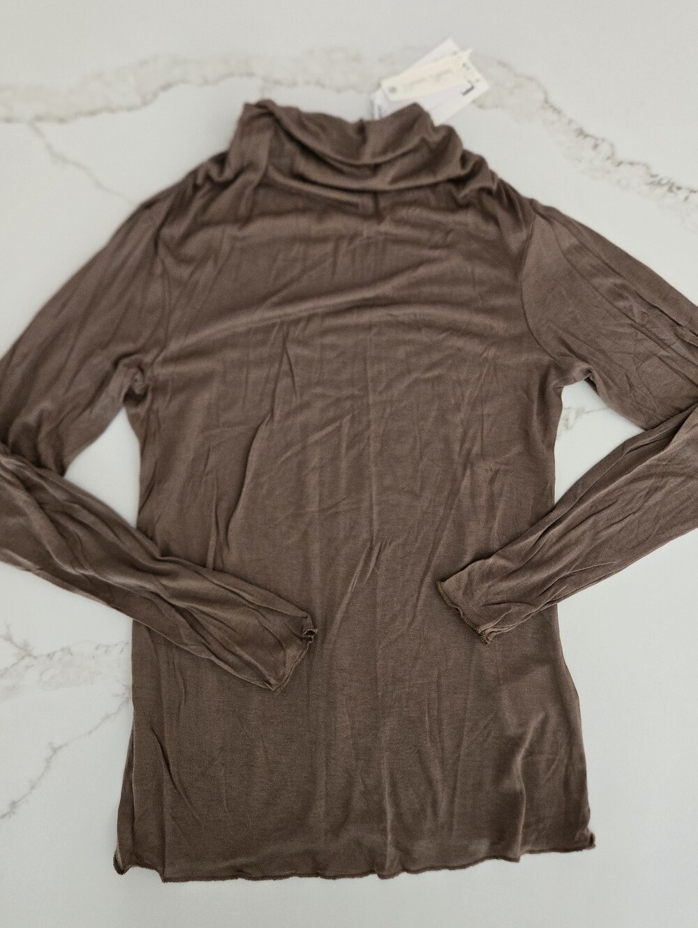 NWT Edit By Jason Wu Lightweight Brown Long Sleeve Turtleneck Top
